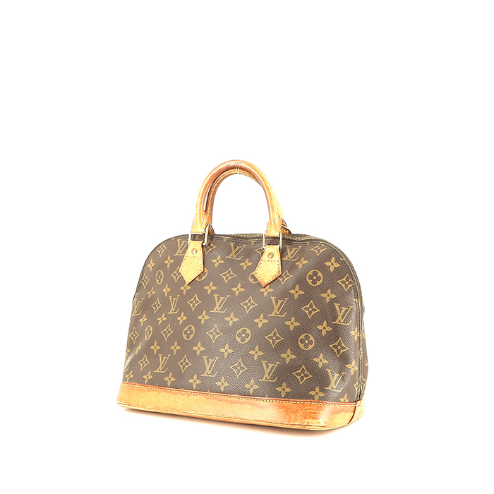 Louis Vuitton  Alma small  handbag  in brown monogram canvas  and natural leather - 00pp