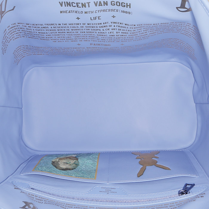 Bolso Cabás Louis Vuitton  Neverfull Editions Limitées Jeff Koons Van Gogh modelo mediano  en lona y cuero azul - Detail D3