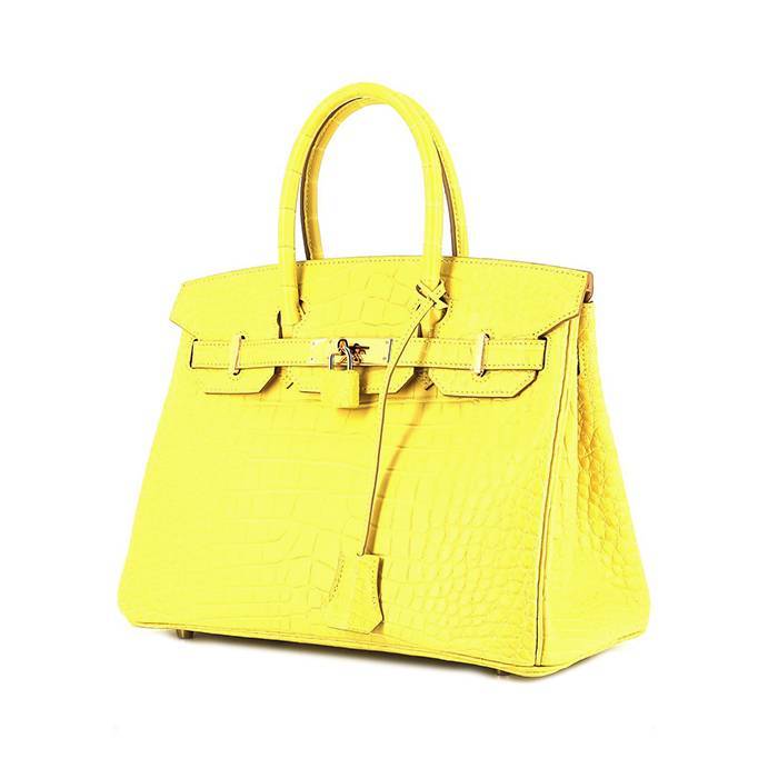 Bolso de mano Hermès  Birkin 30 cm en aligátor amarillo Mimosa