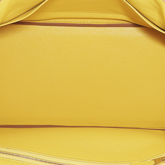 Bolso de mano Hermès  Birkin 30 cm en aligátor amarillo Mimosa - Detail D2