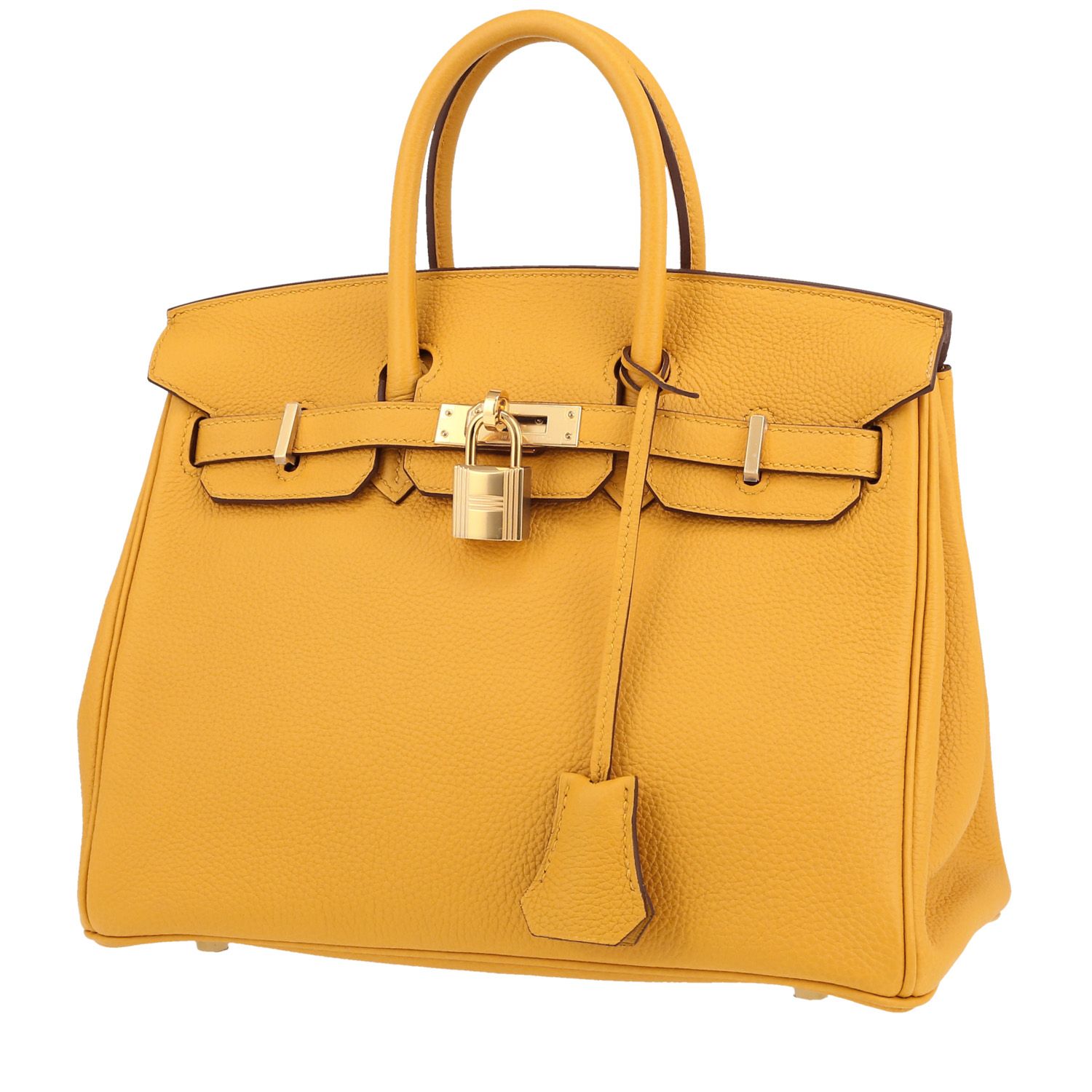 Bolso de mano Hermès  Birkin 25 cm en cuero togo amarillo - 00pp