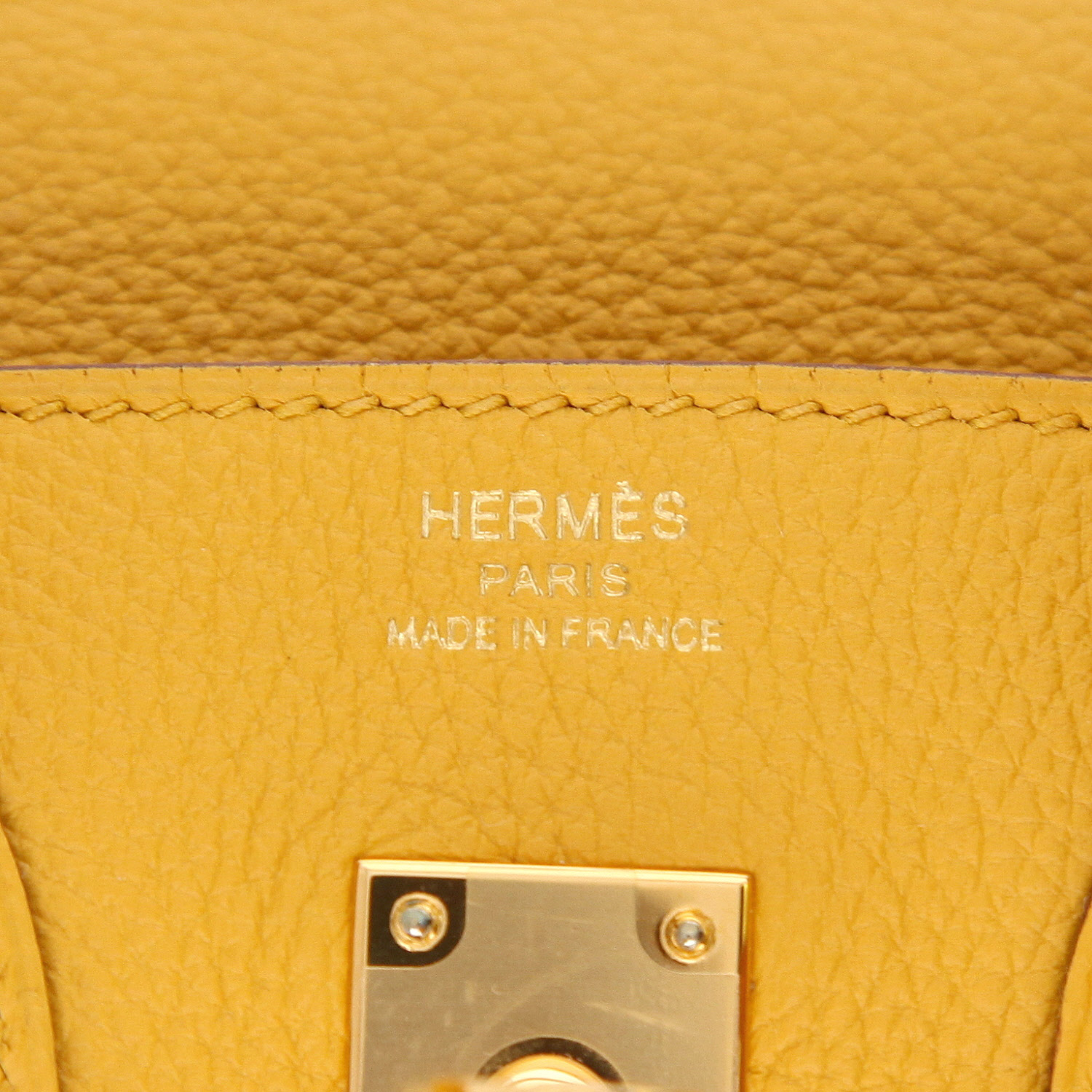 Borsa Hermès  Birkin 25 cm in pelle togo gialla - Detail D2
