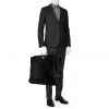 Porte-habits Prada   en toile noire et cuir noir - Detail D1 thumbnail