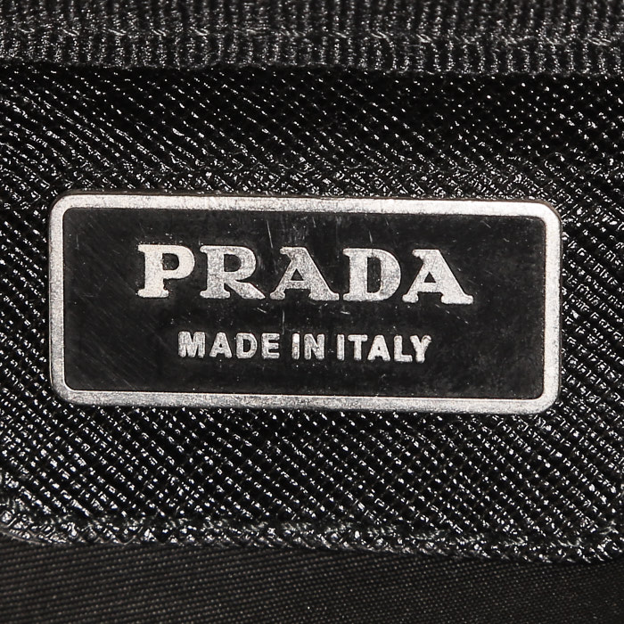 Porte-habits Prada   en toile noire et cuir noir - Detail D4