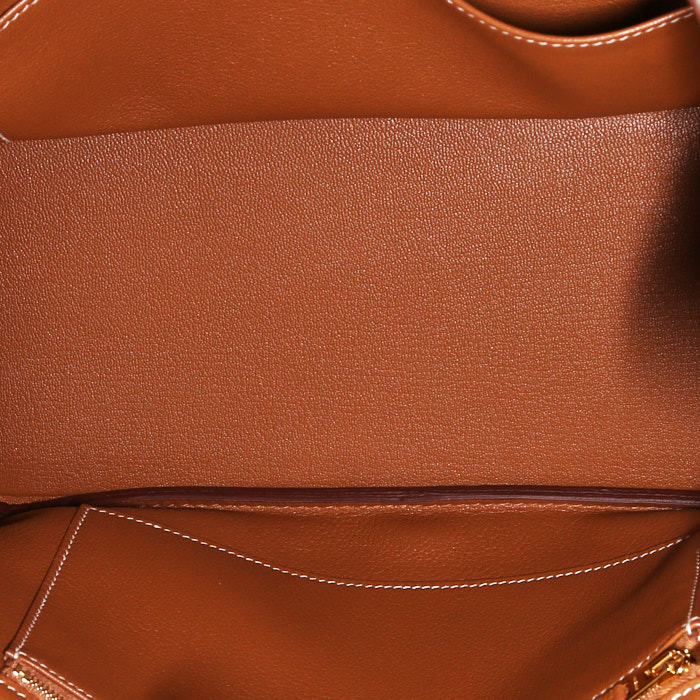 Bolso de mano Hermès  Birkin 30 cm en cuero togo color oro - Detail D2