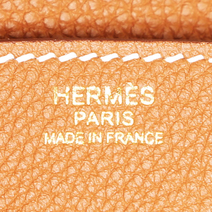 Bolso de mano Hermès  Birkin 30 cm en cuero togo color oro - Detail D3