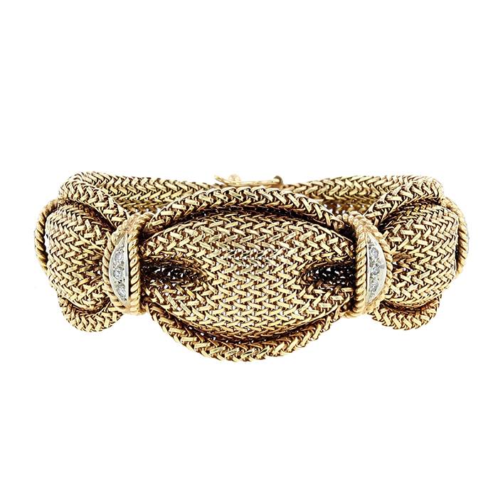Vintage   1950's bracelet in yellow gold and diamonds - 00pp
