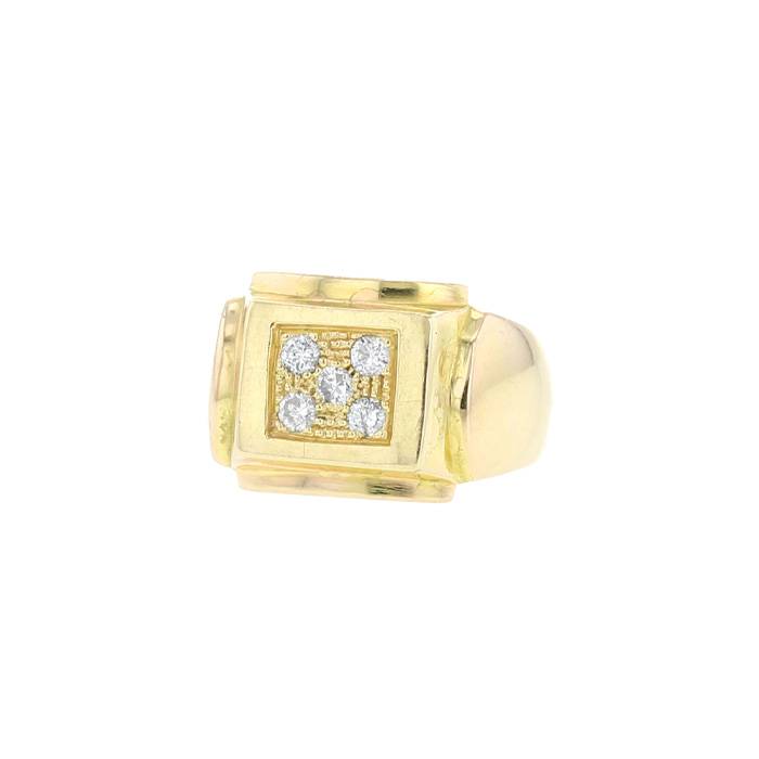 Vintage  signet ring in yellow gold and diamonds - 00pp