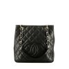 Chanel  Petit Shopping shopping bag  in black quilted grained leather - 360 thumbnail