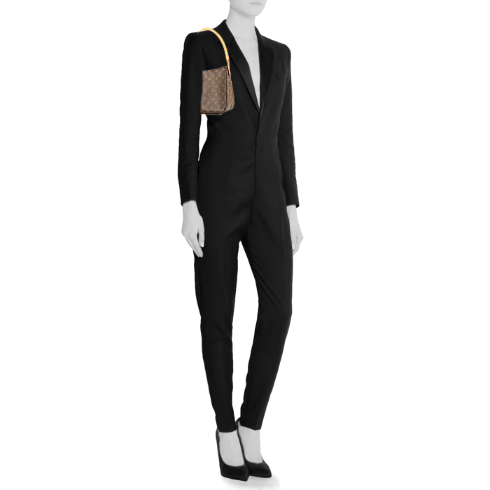 Bolso de mano Louis Vuitton  Looping en lona Monogram marrón y cuero natural - Detail D1