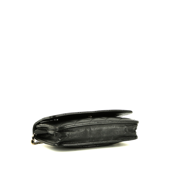 Bolso bandolera Chanel  Wallet on Chain en cuero acolchado negro - Detail D4