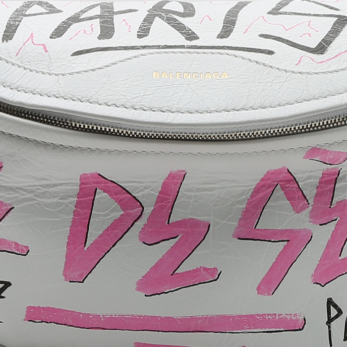Pochette Balenciaga Souvenir en cuir blanc - Detail D1