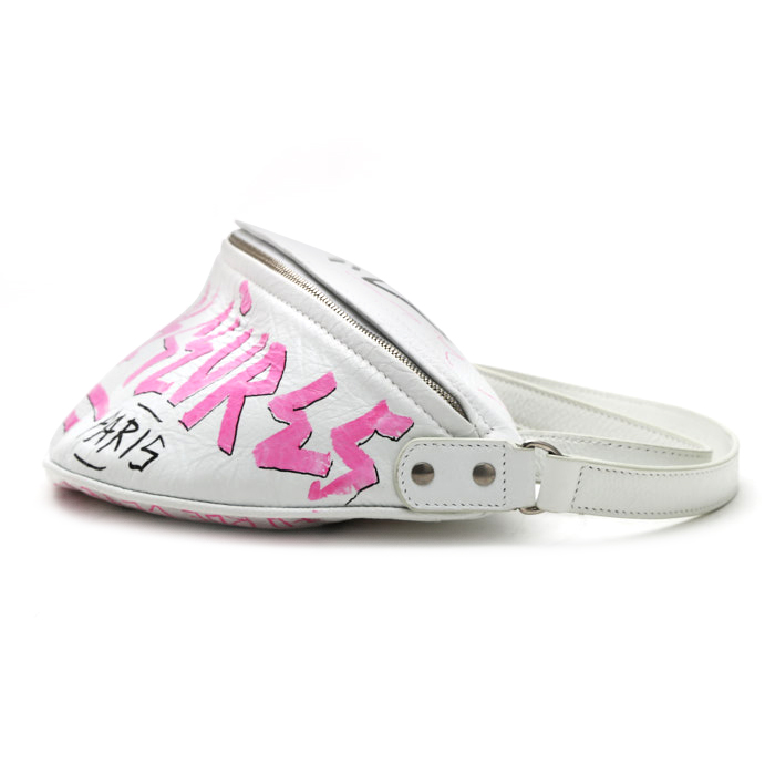 Bolsito de mano Balenciaga Souvenir en cuero blanco - Detail D7