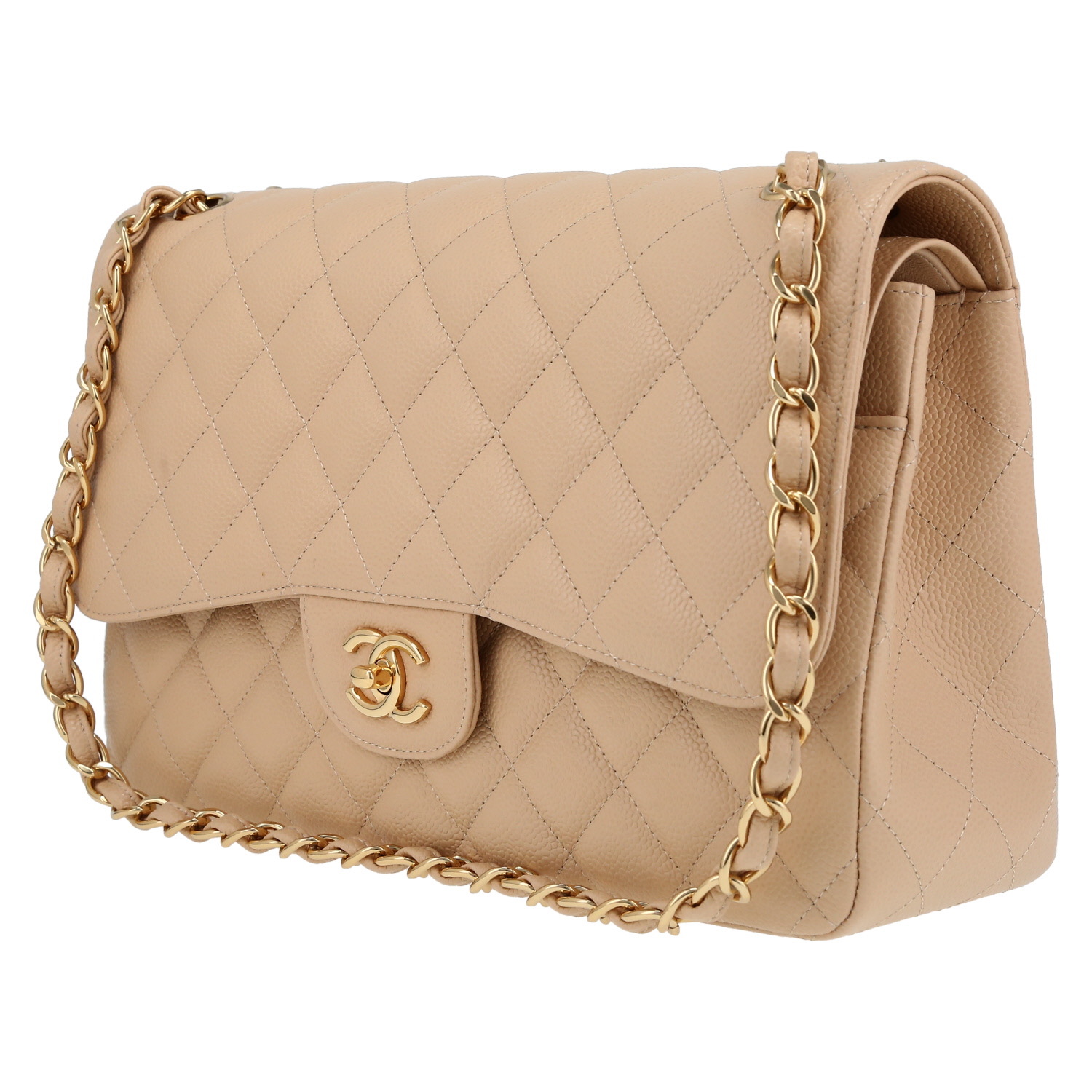 Bolso bandolera Chanel  Timeless Jumbo en cuero granulado acolchado beige - Detail D3