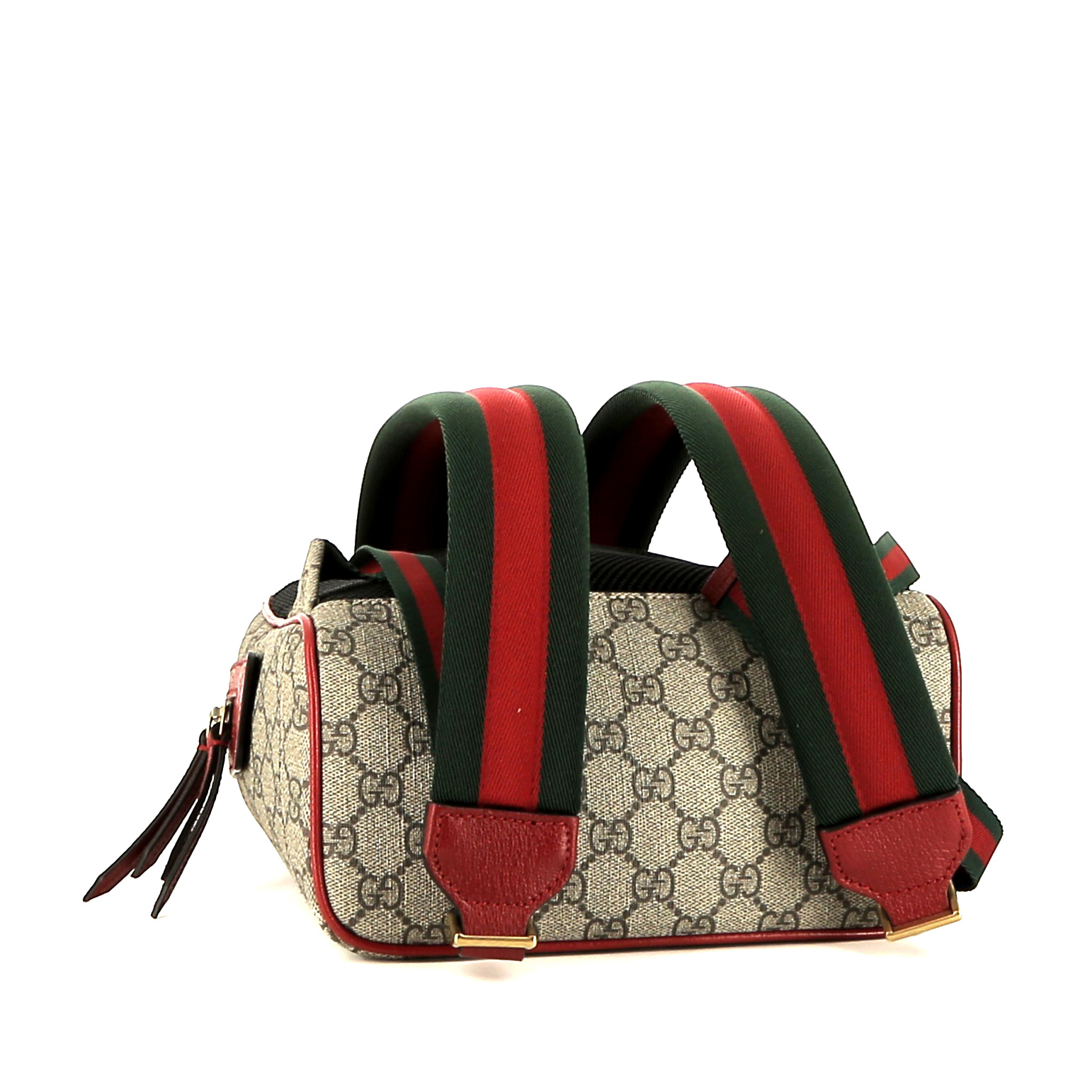 Zaino Gucci   in tela "sûpreme GG" beige e pelle rossa - Detail D4