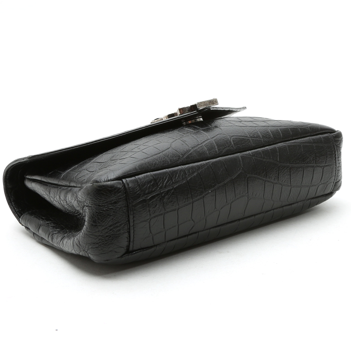 Bolso de mano Saint Laurent  College en cuero negro - Detail D5