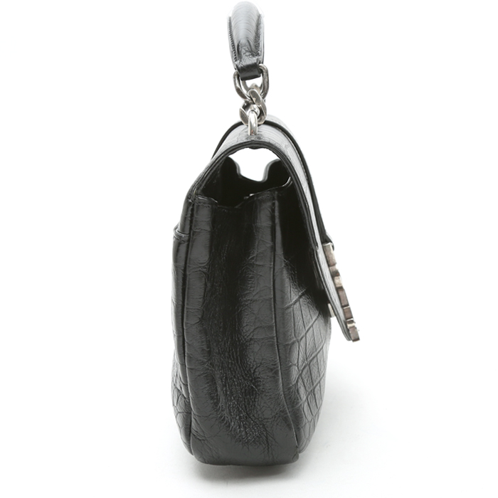 Bolso de mano Saint Laurent  College en cuero negro - Detail D7
