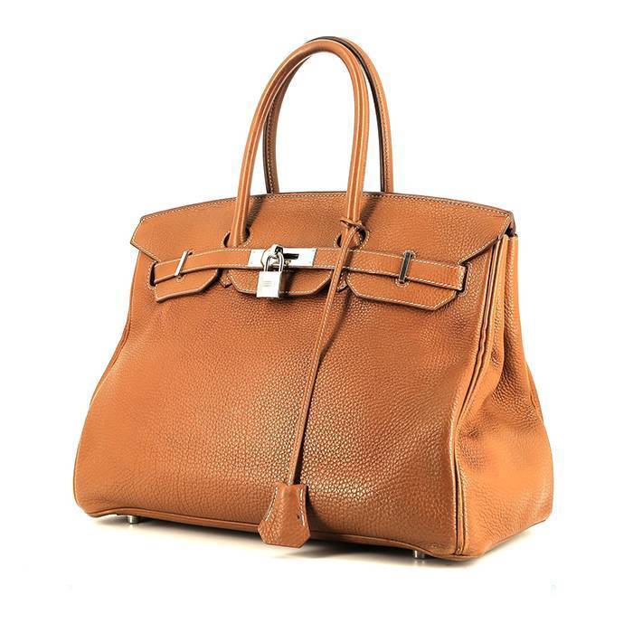 Bolide Bag 35 Brown Box Leather Natural Canvas Gold Hardware