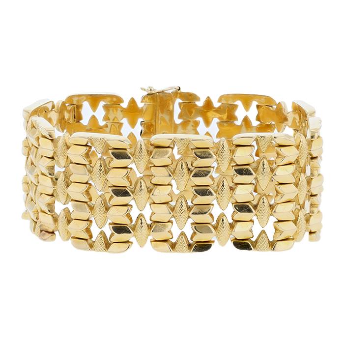 Brazalete articulado Vintage  de oro amarillo