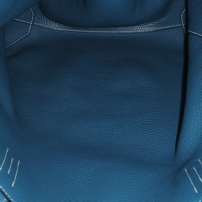 Bolso Cabás Hermès  Double Sens en cuero taurillon clémence azul oscuro y turquesa - Detail D2