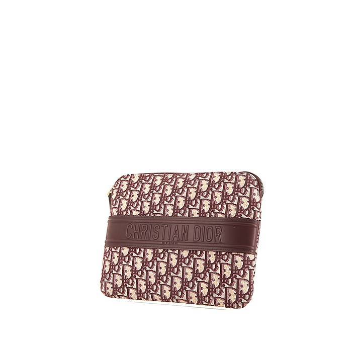 Bolsito de mano Dior  Oblique en lona Monogram Oblique color burdeos y beige y cuero color burdeos - 00pp