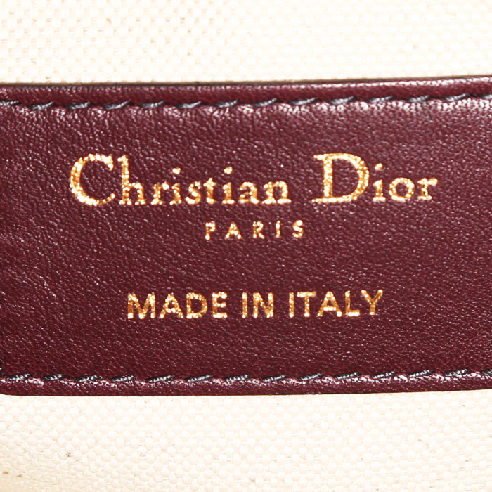 Pochette Dior  Oblique in tessuto a monogramma Oblique bordeaux e beige e pelle bordeaux - Detail D3