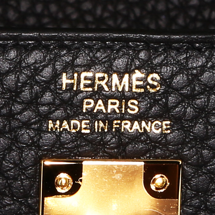 Bolso de mano Hermès Kelly 25 cm en cuero togo negro - Detail D4