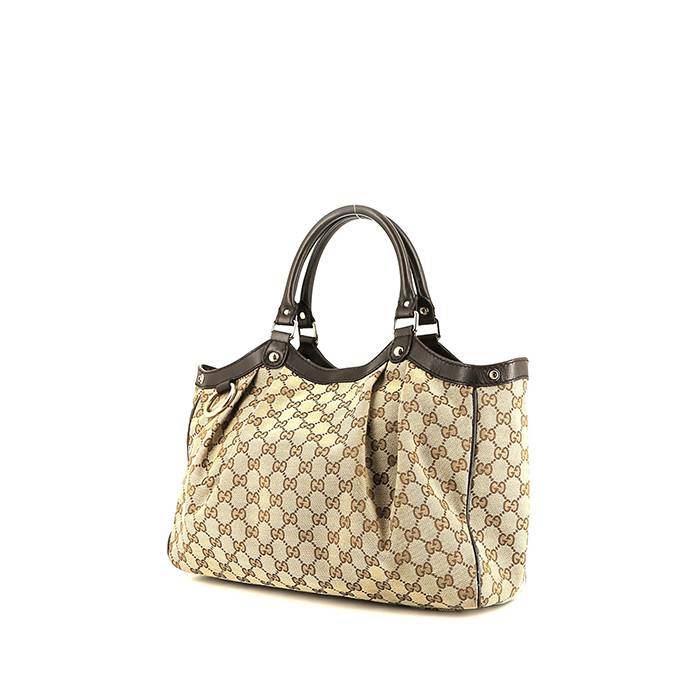 Gucci  Sukey handbag  in beige canvas  and brown leather - 00pp