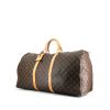 Borsa da viaggio Louis Vuitton  Keepall 60 in tela monogram marrone e pelle naturale - 00pp thumbnail