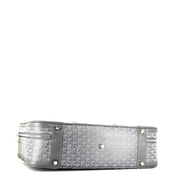Goyard  Majordome travel bag  Goyard canvas  and grey leather - Detail D4