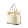 Shopping bag Louis Vuitton  Neverfull in tela a scacchi azzurro e pelle naturale - 00pp thumbnail