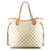 Shopping bag Louis Vuitton  Neverfull in tela a scacchi azzurro e pelle naturale - 360 thumbnail