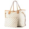 Shopping bag Louis Vuitton  Neverfull in tela a scacchi azzurro e pelle naturale - Detail D5 thumbnail