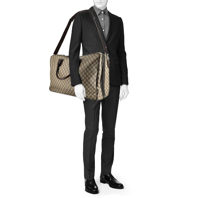 Borsa da viaggio Gucci   in tela "sûpreme GG" beige - Detail D2