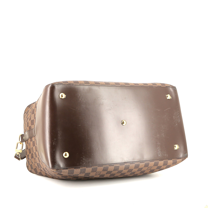 Sac de voyage Louis Vuitton  Neo Greenwich en toile damier enduite marron et cuir marron - Detail D5
