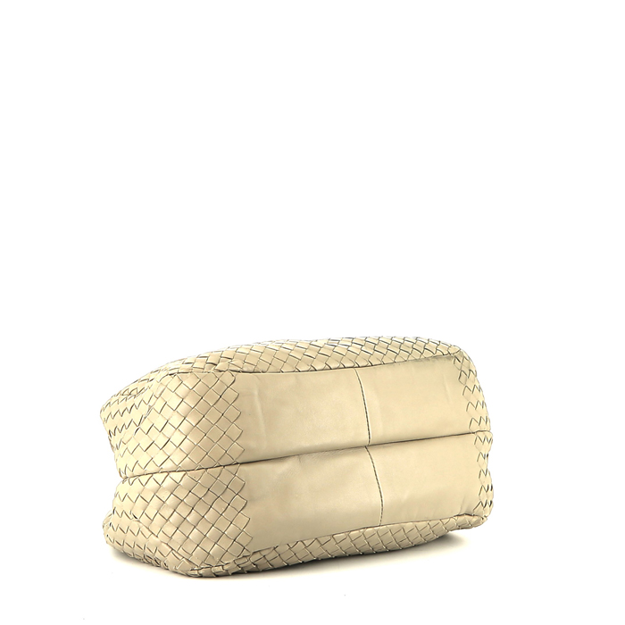 Sac besace Bottega Veneta   en cuir intrecciato taupe - Detail D4