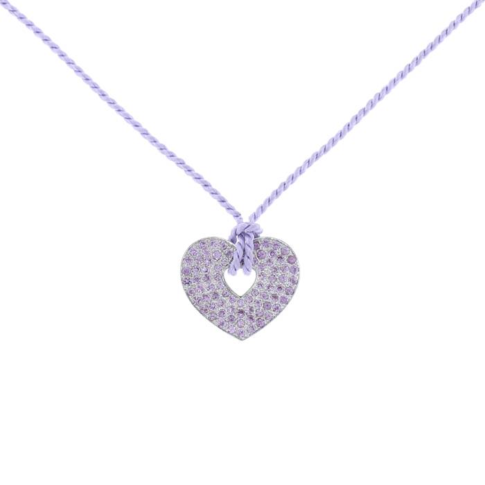 Poiray Coeur Secret pendant in white gold and sapphires - 00pp