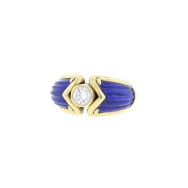 Anello  Boucheron  in oro giallo, lapislazzuli e diamante