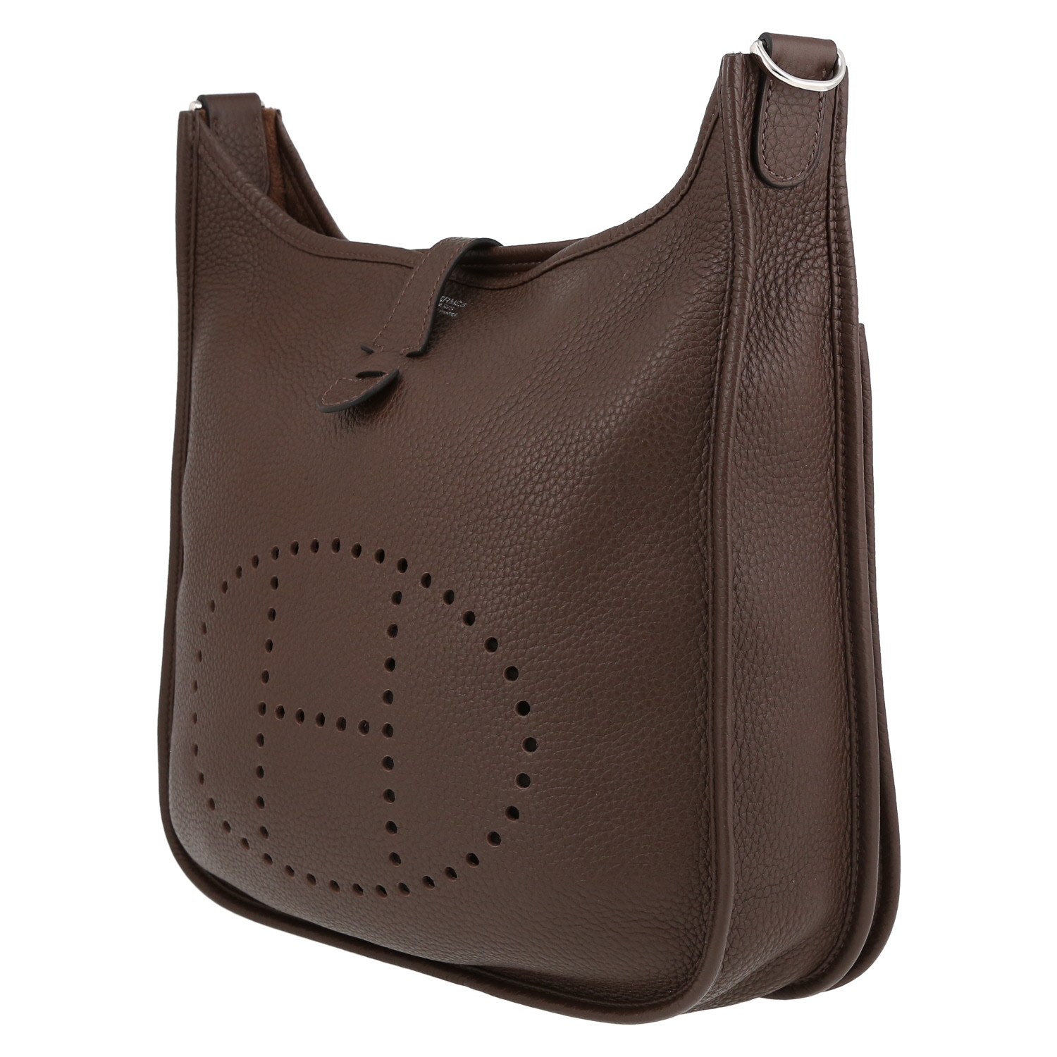 Hermès  Evelyne shoulder bag  in brown Café togo leather - Detail D3