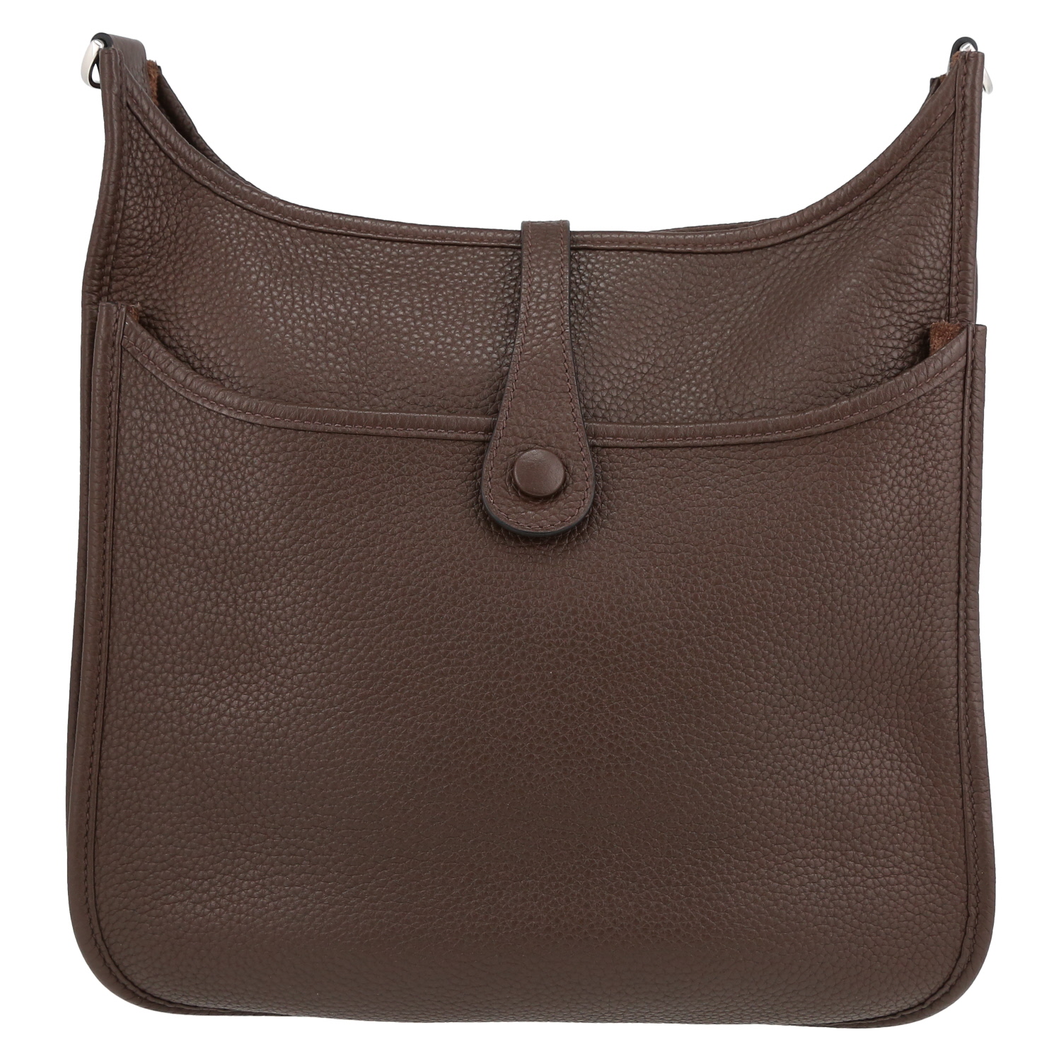 Sac bandoulière Hermès  Evelyne en cuir togo marron Café - Detail D7