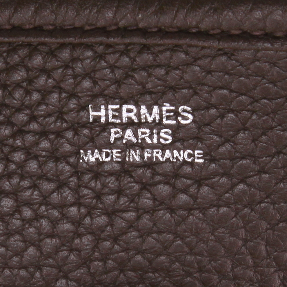 Hermès  Evelyne shoulder bag  in brown Café togo leather - Detail D9