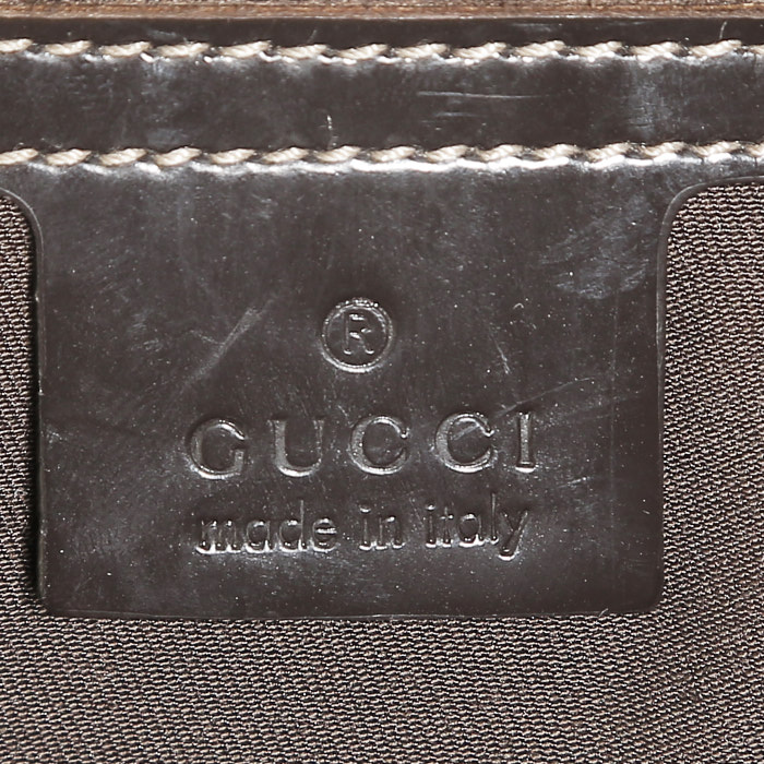 Borsa Gucci  Boston in tela monogram beige e pelle marrone - Detail D3