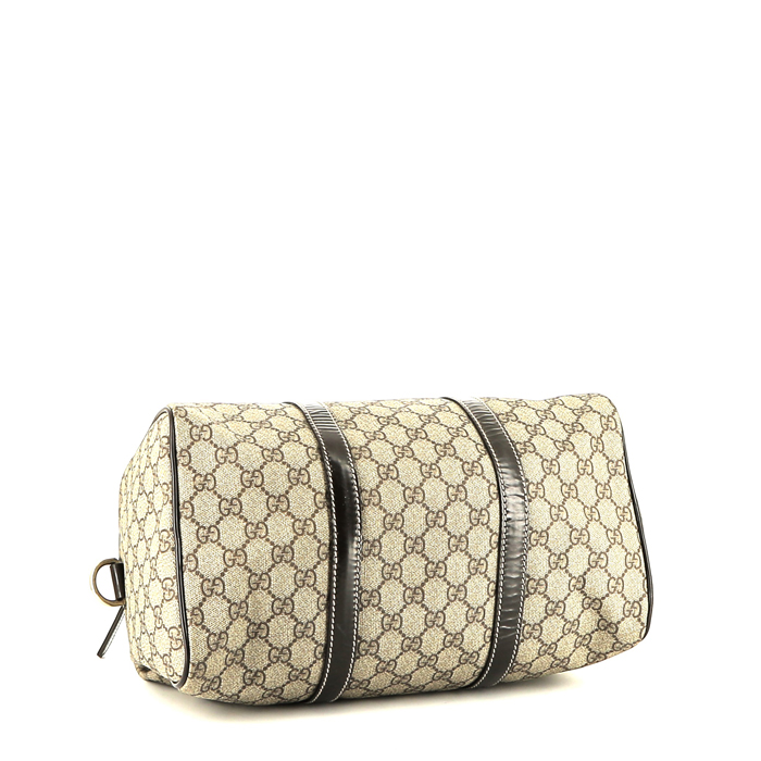 Sac à main Gucci  Boston en toile monogram beige et cuir marron - Detail D4