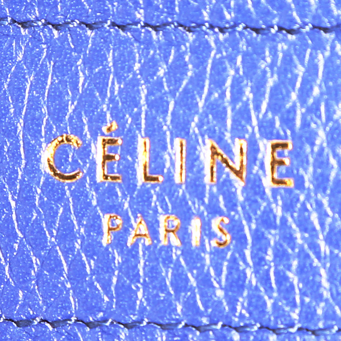 Borsa a tracolla Celine  Luggage modello piccolo  in pelle blu - Detail D4