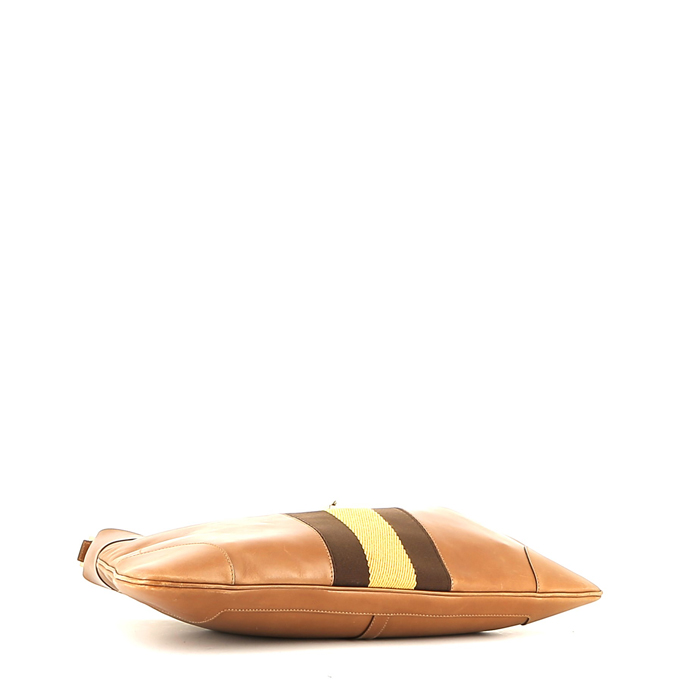 Bolso de mano Gucci  Jackie en cuero marrón y lona bicolor - Detail D4