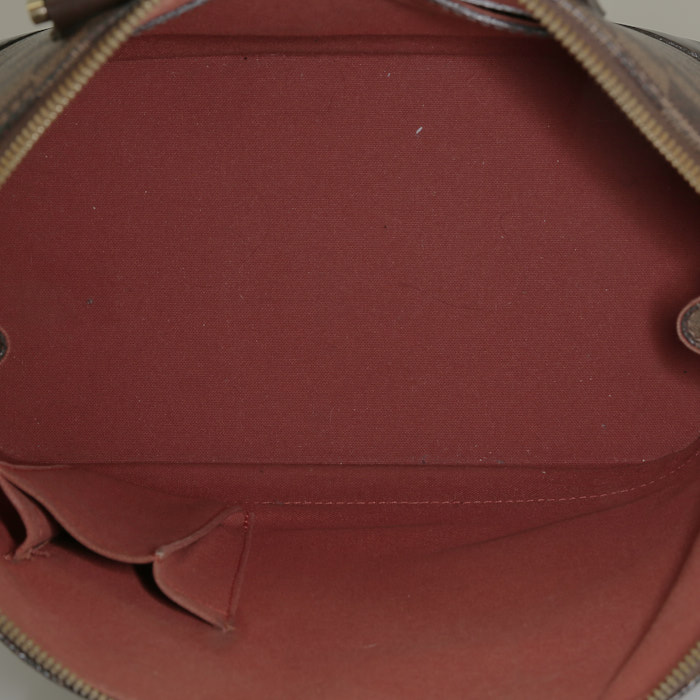 Sac à main Louis Vuitton  Alma petit modèle  en toile damier ébène et cuir marron - Detail D2