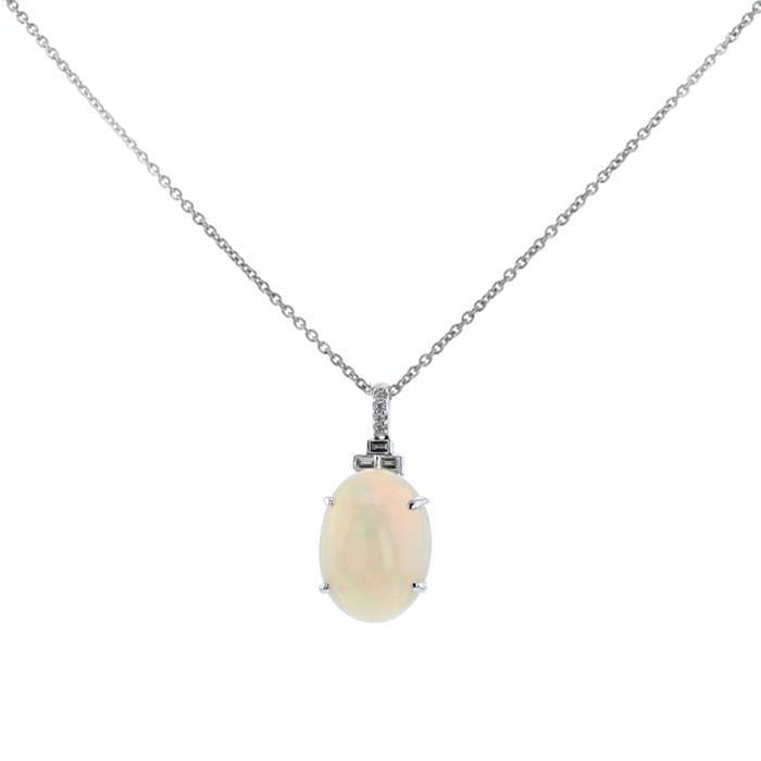 Collar Vintage  de oro blanco, ópalo y diamantes