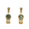 Vintage  earrings in yellow gold and turquoise - 360 thumbnail