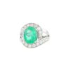 Vintage  ring in white gold, emerald and diamonds - 00pp thumbnail