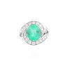 Bague Vintage  en or blanc, émeraude et diamants - 360 thumbnail